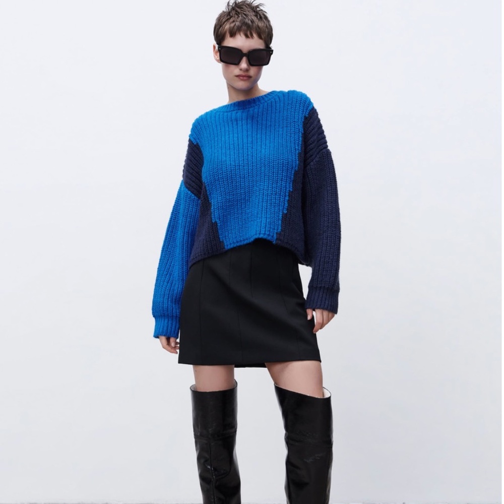 ZARA COLORBLOCK KNIT SWEATER NWT
